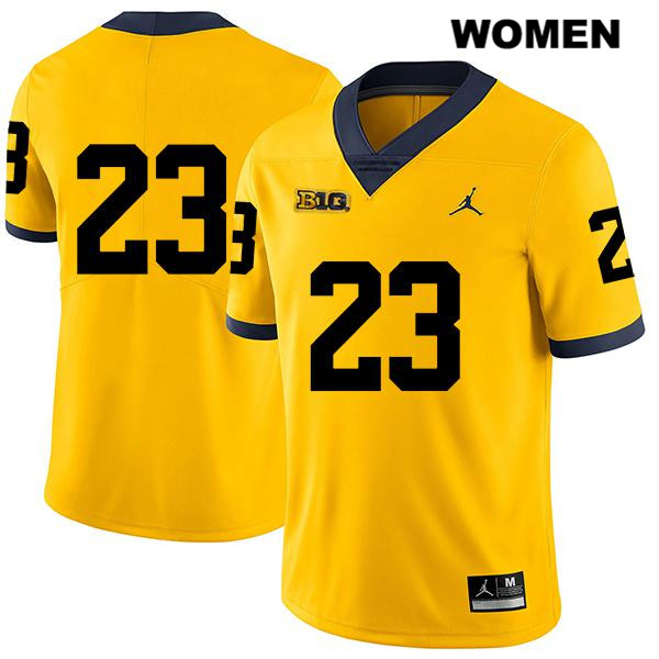 Women's NCAA Michigan Wolverines Jared Davis #23 No Name Yellow Jordan Brand Authentic Stitched Legend Football College Jersey SB25T72KN